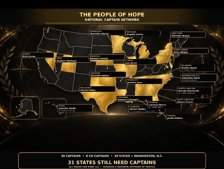 Map of the People of Hope national captain network across the United States